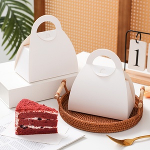 Sunshine <b>Small</b> White Disposable Pastry <b>Box</b> for Mousse Cake French Dessert Cut Cake <b>Packaging</b> Embossing Matt Lamination for Food - Product Image 2