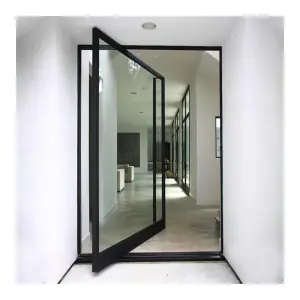 New Arrival Modern Super Slim Frame Single Clean Large Glass Pivot Door Design