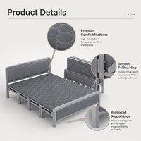 Lit pliant compact moderne noir en métal renforcé, idéal pour la maison ou le bureau, directement de l'usine