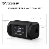 Socooler Dissipateur thermique en aluminium Débitmètre d'eau Thermomètre numérique OLED Roulement à fluide B06 3 broches/4 broches pour processeur Boîtier d'ordinateur