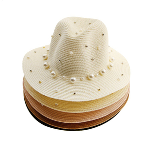 <span class=keywords><strong>Chapeau</strong></span> de soleil en paille d'été avec visière perlée, style <span class=keywords><strong>Trilby</strong></span> Jazz, pour femme et homme, Fedora, Panama, pour la plage - Product Image 6