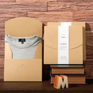 사용자 정의 로고 인쇄 용지 A4 크래프트 종이 골판지 봉투 상자 티셔츠 셔츠 의류 포장 봉투