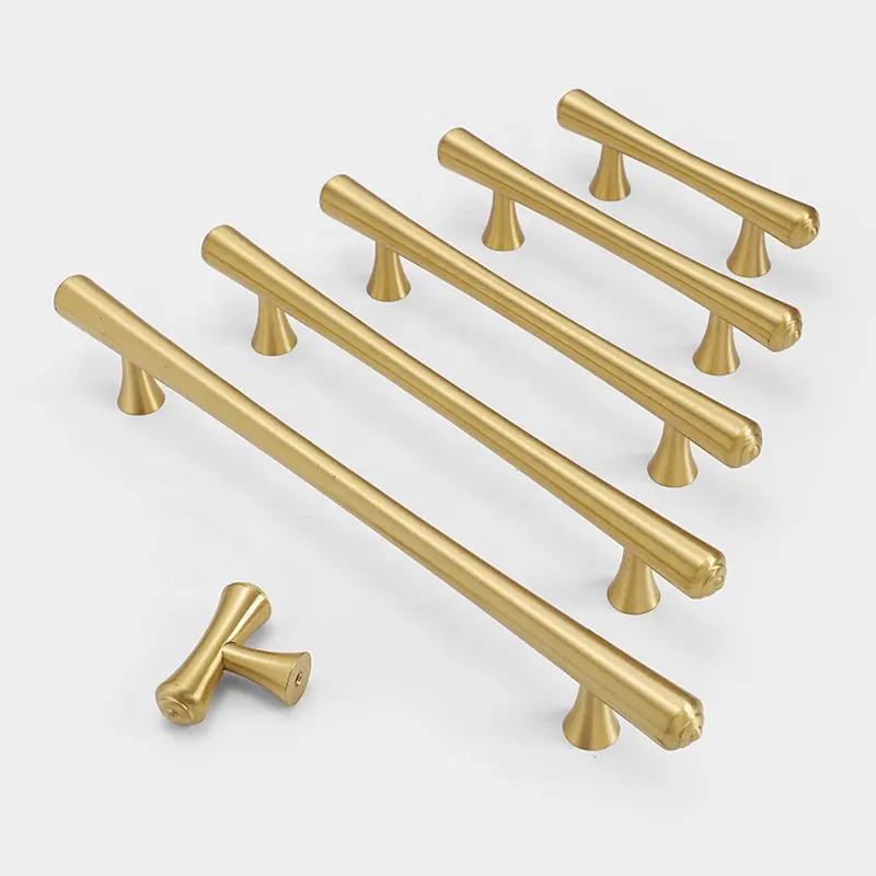 Thau-chien 6656 đồ nội thất phần cứng xử lý Brass vàng rắn cửa nhà bếp Brass kéo xử lý