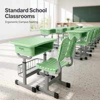 Ensemble bureau et chaise d'étude pour étudiants à domicile, ensemble bureau et chaise d'étude pour enfants, table et chaise d'étude pour enfants, sièges en plastique réglables en hauteur