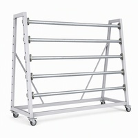 Présentoir mobile métallique pour rouleaux de tapis 1600x500x1500mm, support double face en A pour tapis, 5 niveaux avec roulettes pour magasin de revêtements de sol