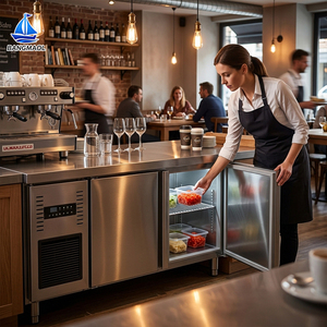 <span class=keywords><strong>Réfrigérateur</strong></span> commercial à double <span class=keywords><strong>porte</strong></span> sous comptoir, congélateur horizontal à économie d'énergie pour cuisine et restaurant - Product Image 1