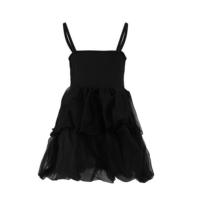Robe nuisette personnalisable pour filles, en tulle noir à volants, tricot côtelé, style minimaliste, tendance, audacieux, mignon et décontracté, collection Printemps-Été, ODM
