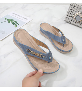 Mới đến phong cách mới của phụ nữ Clip-on đính cườm Rhinestone khóa đàn hồi gót đàn hồi ban nhạc nêm dép giày thời trang giày phụ nữ - Product Image 6