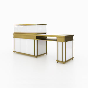 <span class=keywords><strong>Grand</strong></span> anneau personnalisé vitrine porte de verrouillage conception de bande led cadre métallique peinture or vitrine pour bijoux - Product Image 4