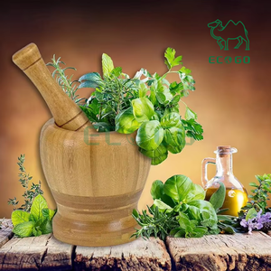 Ensemble mortier et pilon en bois de 4 pouces Moulin à épices en bambou Mortier et pilon décoratif - Product Image 4