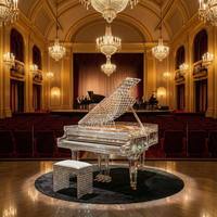 Piano en acrylique transparent personnalisable pour l'intérieur de jets privés de style français et les salons de clubs d'aviation