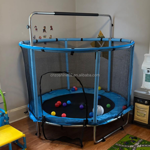 Zoshine Safe Indoor Mini Trampoline for Kids with Safety Enclosure Net and Basketball <strong>Hoop</strong> Toddler Jumping Bed - Product Image 4