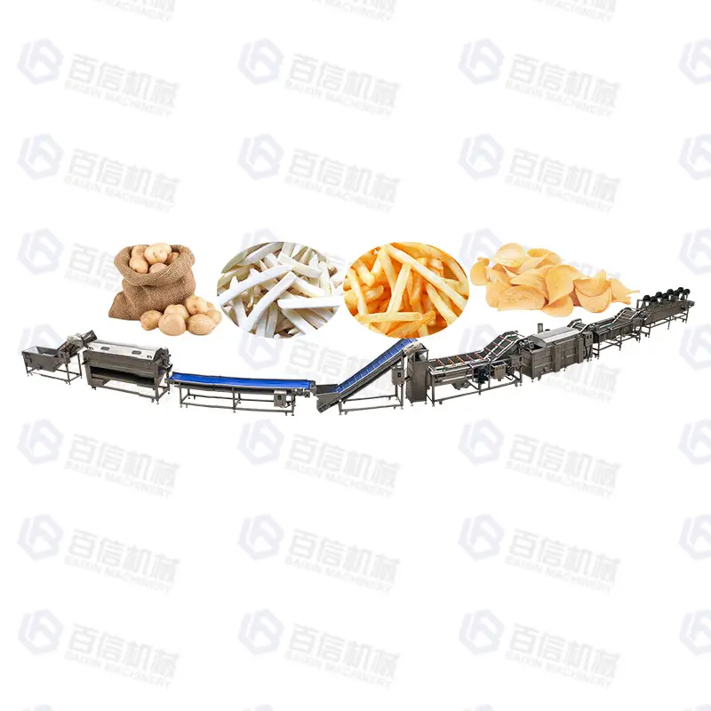 Linha de processamento industrial de produção de batatas fritas congeladas em pequena escala, equipamento para fazer batatas fritas