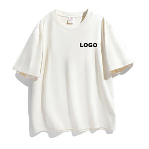 Venta al por mayor de logotipo personalizado de alta calidad 100% algodón de manga corta de gran tamaño liso Camiseta de manga caída del hombro Unisex camisetas en blanco - Product Image 1