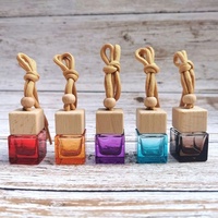Flacon diffuseur de parfum pour voiture en verre borosilicate carré de haute qualité 10 ml, vide, avec décalcomanie en bois personnalisable