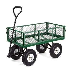 Carrito de jardín de alta resistencia, carro de mano de 400-lbs de capacidad, carro de basura para camión, carro utilitario con lados extraíbles