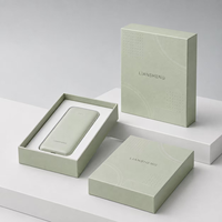 Boîte cadeau rigide portable en carton gris écologique et recyclable, finition mate vert clair, impression de logo personnalisée, emballage pour produits énergétiques