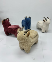Tabouret de rangement créatif en peluche en forme de mouton avec roulettes, siège pour enfant pour changer de chaussures à la maison, pour le salon