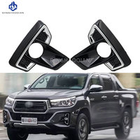 Couvre-phare antibrouillard avant de voiture, grille de protection du trou du phare antibrouillard du pare-chocs inférieur, compatible avec Toyota Hilux Revo Rocco Dakar 2018 2019