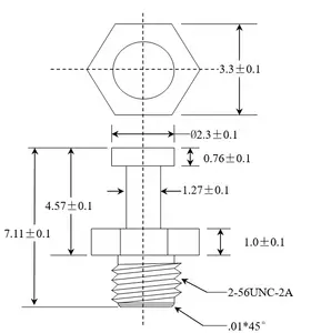 2-56UNC-2A Thread Turret Terminal without capacitance for GND connections