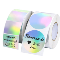 Impresión de Logotipo Personalizado, Etiqueta Holográfica Plateada, Adhesivo Impermeable, Diseño de Marca, Adhesivos de Vinilo Holográficos Troquelados