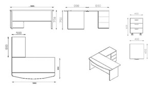 โต๊ะทำงานรูปตัวแอลคุณภาพสูง ทำจากเมลามีน พร้อมลิ้นชักเก็บของ สำหรับพนักงานออฟฟิศ - Product Image 2