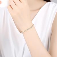 Bracelet de Tennis Mode LUOTEEM, Taille Carrée 3 mm, Pierres CZ Claires, Plaqué Or Véritable, Bijoux pour Femme