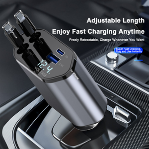 Starry Sky超高速カーチャージャー引き込み式ケーブル付きアンビエントライト4-in-1多機能シガレットライター充電器 - Product Image 6