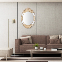 Échantillons gratuits grand décor de haute qualité bricolage carreaux de miroir décoratifs ovales européen antique mural panneau d'art miroir pour la maison