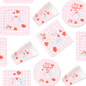 Juego de Vajilla DAMAI para el Día de San Valentín, Platos de Papel para el Día de San Valentín, Platos y Servilletas para Fiestas Románticas para 8 Personas - Product Image 2