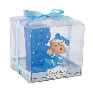 Handmade Sky-Blue H70 MM Soy Wax <b>Candle</b> <b>Novelties</b> 'Baby Boy' Pillar Pattern for Home Bars and Christmas Decorations - Product Image 2