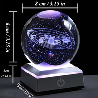 Boule de cristal gravée au laser 3D avec base lumineuse LED, motif personnalisé, cadeau de Noël, ensemble de veilleuses en cristal