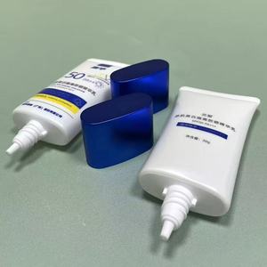 White Cosmetic Squeeze Tube with Blue Cap for <b>Sunscreen</b> & Isolation Cream - Product Image 1