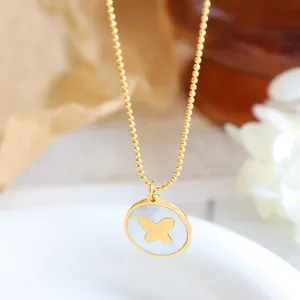 Elegante Collana con Ciondolo in Acciaio Inossidabile, Decorazione a Stella Dorata Intarsiata in Madreperla Bianca, Versatile per Uso Quotidiano - Product Image 2