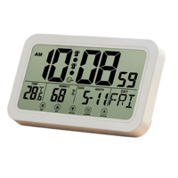 Jam Alarm Digital Terkendali Radio DCF WWVB MSF dengan Layar LCD, Dioperasikan dengan Baterai, Jam Dinding Digital Besar, Layar Sentuh