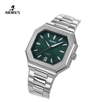 Montre carrée de luxe OEM, bracelet en acier inoxydable avec logo personnalisé, verre saphir brossé, montres mécaniques
