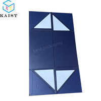 Boîte cadeau pliable bleu marine personnalisée avec ruban et fermeture magnétique, boîte cadeau rigide pliable, emballage plat et imprimable