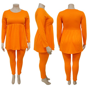 Setelan pakaian wanita ukuran Plus, setelan pakaian wanita lengan panjang, atasan kaus, celana Legging Bodycon, baju olahraga elegan kasual Dua 2 potong - Product Image 2