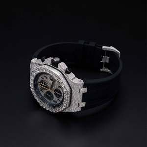 Montre de luxe en argent sterling 925 avec moissanite, chronographe, style hip-hop, pour <span class=keywords><strong>homme</strong></span>, idéale pour les voyages - Product Image 6