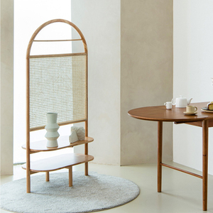 <span class=keywords><strong>Paravent</strong></span> de séparation de pièce moderne et créatif, cadre <span class=keywords><strong>en</strong></span> <span class=keywords><strong>bois</strong></span> massif de qualité, rotin <span class=keywords><strong>naturel</strong></span> tissé, étagère amovible - Product Image 3