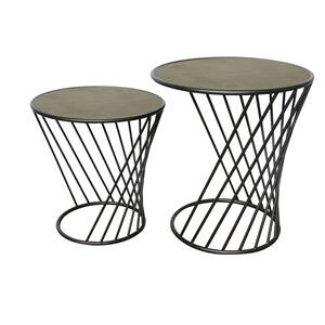 Table d'appoint moderne imbriquée avec socle <span class=keywords><strong>en</strong></span> métal durable <span class=keywords><strong>en</strong></span> <span class=keywords><strong>bois</strong></span> naturel pour le salon Table de chevet pour chambre à coucher - Product Image 4