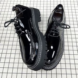 Chaussures habillées pour hommes à lacets, à semelle épaisse, élégantes, à bout rond, idéales pour les mariages et les occasions professionnelles - Product Image 2