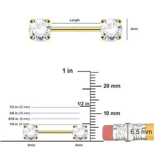 Anneau de mamelon droit en diamant, perle personnalisée en or 14K, 6mm - Product Image 2
