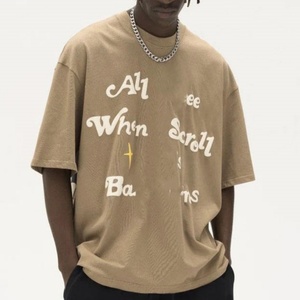 Heavy Cotton Custom <b>Letters</b> <b>Foam</b> Screen Printing Graphic T Shirt 3d Puff Print Hip-hop Street Style Oversized Tee - Product Image 1