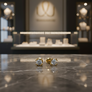 Joyería Minimalista y Elegante para Mujer, Aretes de Diamantes en Oro para Uso Diario con Engaste Clásico - Product Image 4