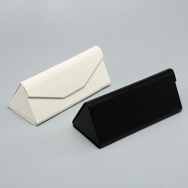 Portable Foldable Classical PU Leather Semi-Hard Sunglasses & Eyeglass Storage Case with Custom Logo