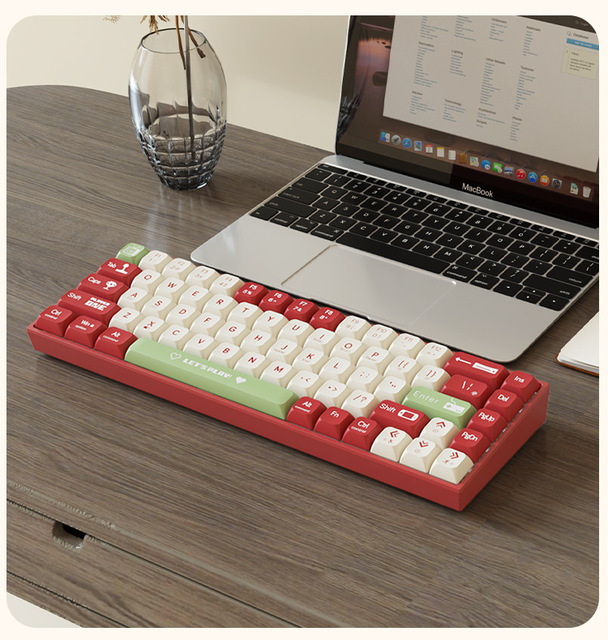 Mechanical Gaming Keyboard Hot-Swappable Dual-Mode Brown/Red Switch 68-Key Desktop PS/2 Interface Mixed Light Backlight ABS