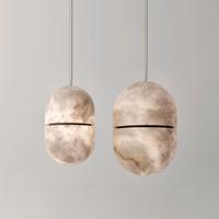 Lampes suspendues en albâtre modernes nordiques pour l'intérieur, style minimaliste, linéaires, rondes, pour salle à manger