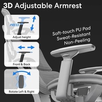 Chaise de bureau ergonomique AJUNION avec dossier en forme de X, assise en mesh, appui-tête en cuir PU, accoudoirs 3D, chaise de travail pour bureau à domicile
