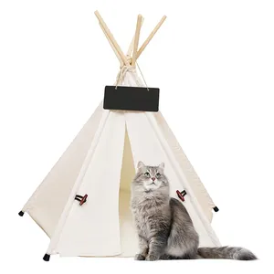 高品质小房子框架便携式印度室内室外棉帆布宠物帐篷小狗猫床帐篷木杆